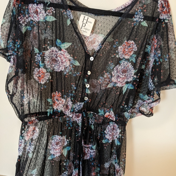 Haute Project Los Angeles Floral Kimono Duster Size L Tunic Cover Up T6256-V137 - Picture 3 of 8